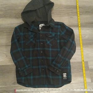 RVCA BOYS FLANNEL SHIRT WITH HOOD SIZE MEDIUM (10)